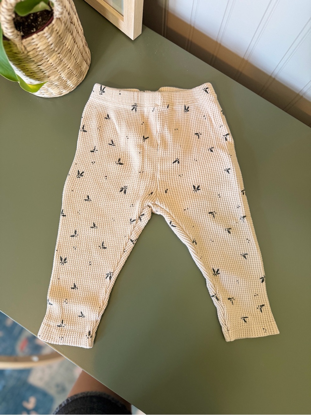 Zara Cream Waffle Knit Baby Leggings